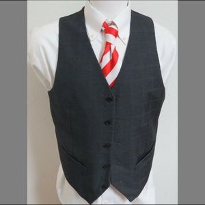Sz M Gray Plaid Axist Mens Polyester #57X Suit Vest